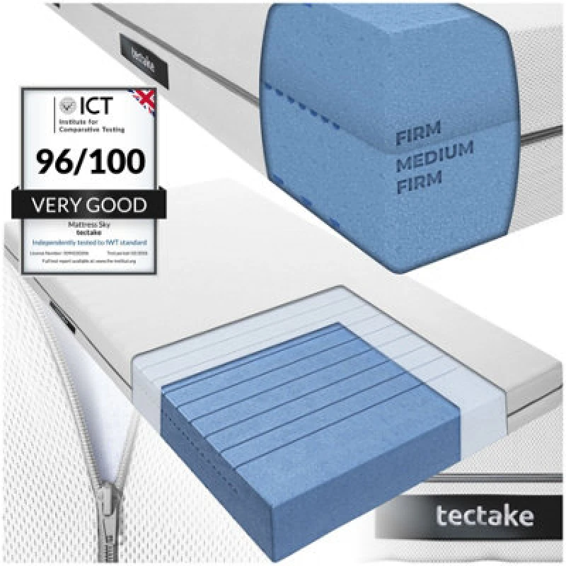 Image of Tectake 2-In-1 Mattress Sky - 2 Firmness Levels, 3D Mesh Surface - 100 X 200 Cm