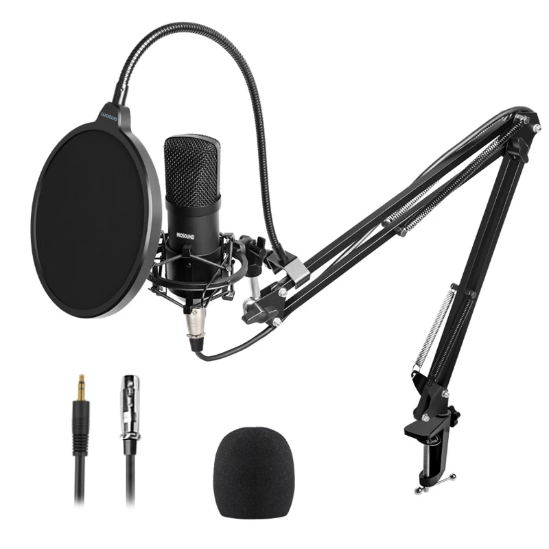 Image of ProSound XLR to 3.5mm Microphone with Boom Arm Kit Condenser Cardioid
