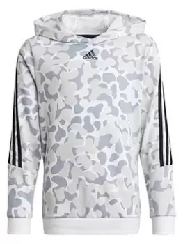 Image of adidas Future Icons Junior Boys 3 Stripe Gradient Overhead Hoody, White, Size 7-8 Years