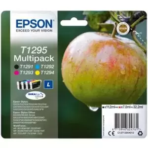 Image of Epson Apple T1295 Black and Tri Colour Inkjet Cartridge