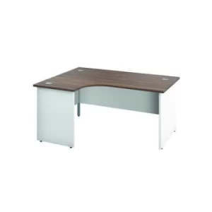 Image of Jemini Switch Radial Left Hand Desk 1600x1200x730mm Dark Walnut/White KF805410