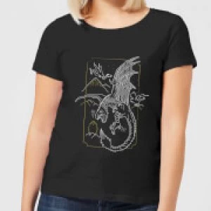 Image of Harry Potter Hungarian Horntail Dragon Womens T-Shirt - Black - M