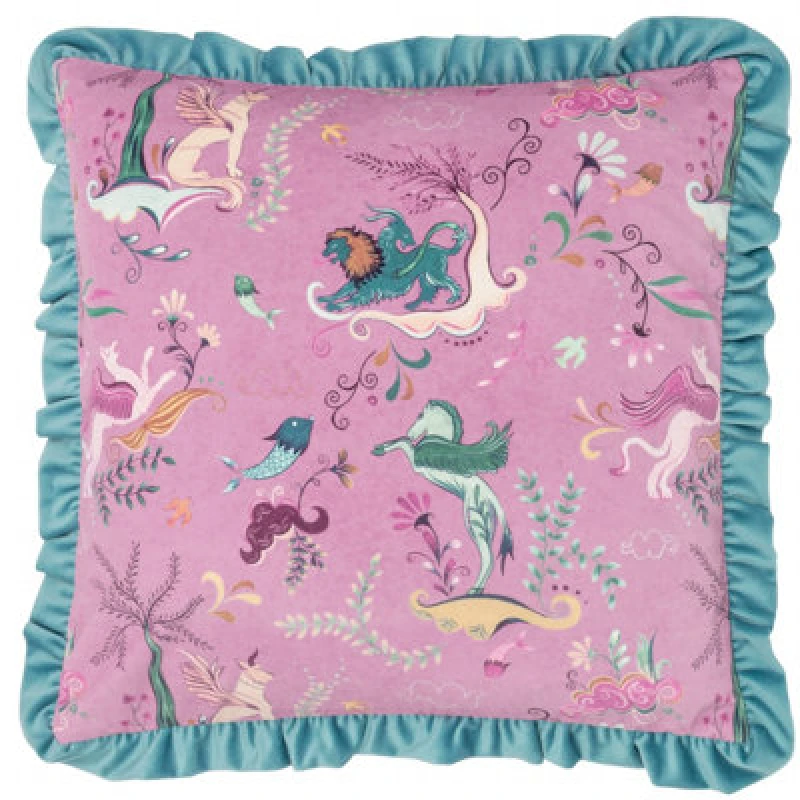 Image of Athena Printed Velvet Cushion Lilac/Mineral, Lilac/Mineral / 45 x 45cm / Polyester Filled