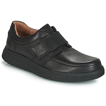 Image of Clarks Un Abode Strap Shoes - Black Leather, Size 9, Men
