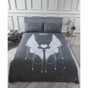Image of Angel Wings Grey Duvet Set - Double