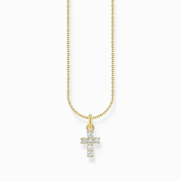 Image of Thomas Sabo Sterling Silver Basics White Gold Plated Zirconia Necklace