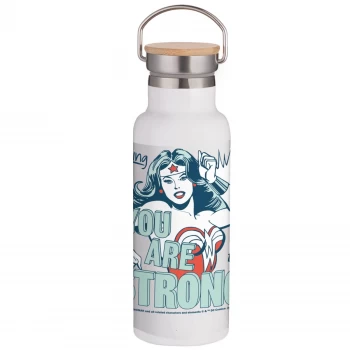 Image of Wonder Woman You Are Strong Portable Insulated Water Bottle - White