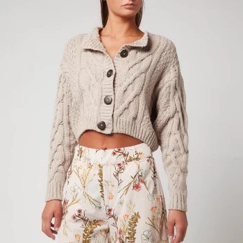 Image of Free People Womens Bonfire Cardigan - Silver Feather - M