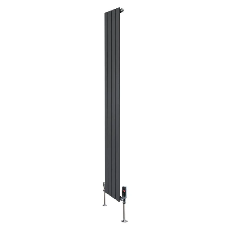 Image of Monstershop Flat Single Column Radiator & Valves - 1800mm x 280mm - Anthracite in Grey Grey Unisex