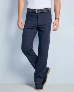 Image of Cotton Traders Mens Check Stretch Jeans in Blue