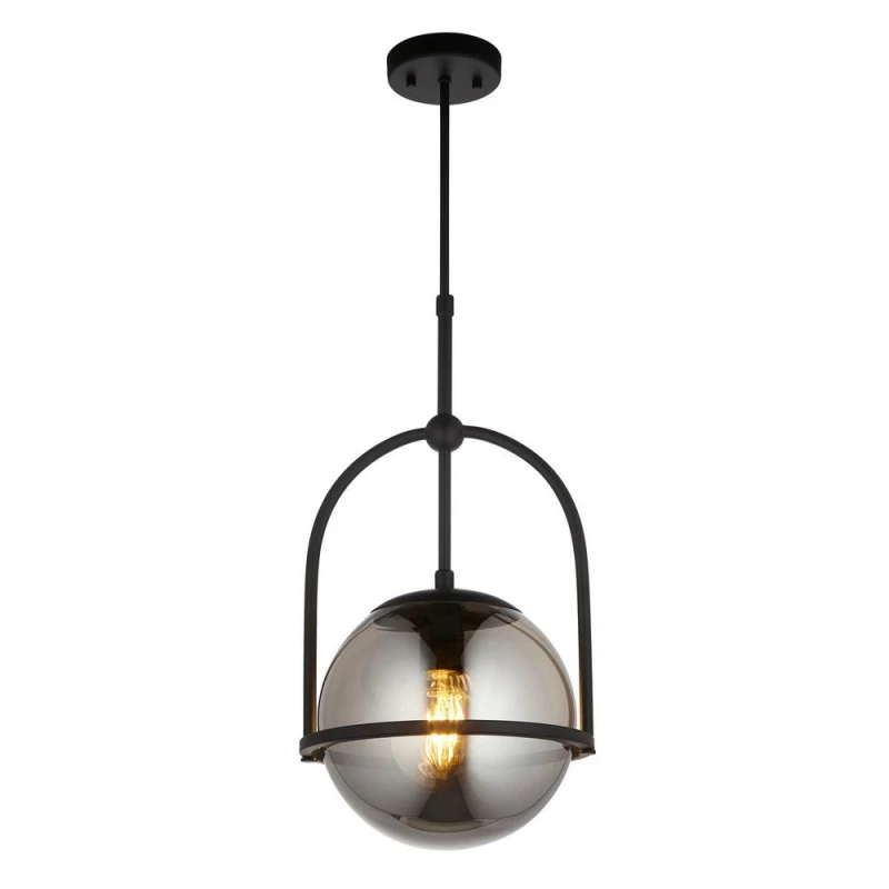 Image of Bog Oak Ceiling Light, Black Clay, Satin Brass