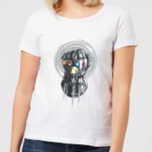 Image of Marvel Avengers Infinity War Thanos Infinite Power Fist Womens T-Shirt - White - S
