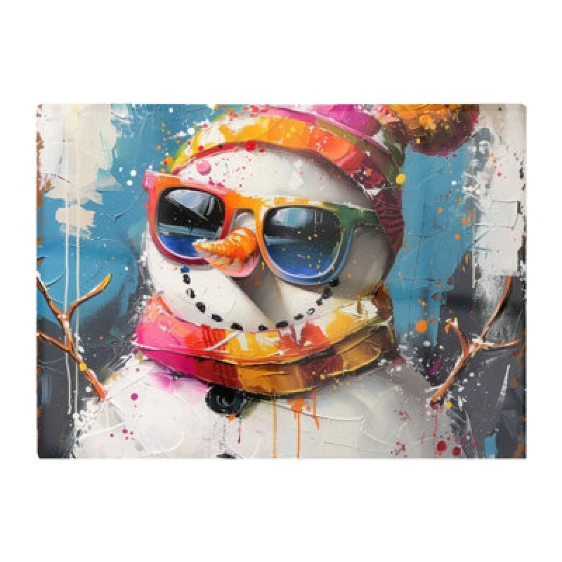 Image of Warren Reed Designer Vibrant Snowman With Style Chopping Board