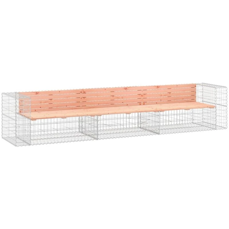 Image of vidaXL Garden Bench Gabion Design 347x71x65.5cm Solid Wood Douglas, Brown 3196255