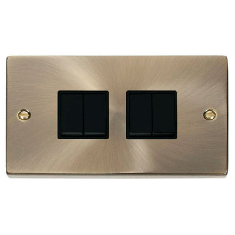 Image of SE Home Antique Brass 10A 4 Gang 2 Way Light Switch Gold unisex