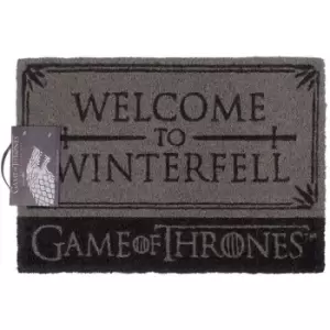 Image of Game Of Thrones Official House Stark Welcome To Winterfell Door Mat (One Size) (Grey/Black) - Grey/Black