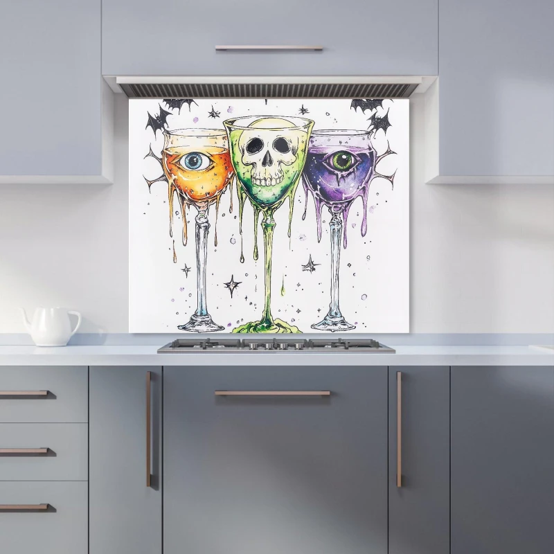 Image of Warren Reed - Designer Halloween Toast to the Dead Kitchen Splashback in Red Size: 700mm x 650mm Red Unisex 700mm x 650mm