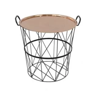 Image of Slemcka Contemporary Antique Copper Effect Steel Log Basket (H)360mm (D)400mm