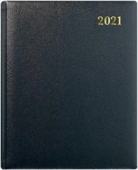 Image of Collins QB7 Leather Quarto WTV Appoinments 2021 Diary Black
