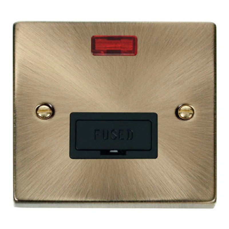 Image of SE Home Antique Brass 13A Fused Connection Unit With Neon Gold unisex