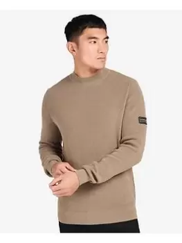 Image of Barbour International Corser Knitted Crew Neck Jumper, Beige, Size S, Men