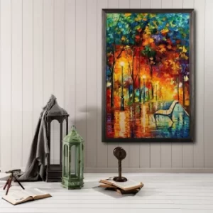 Image of Fall Even?ng Multicolor Decorative Framed Wooden Painting