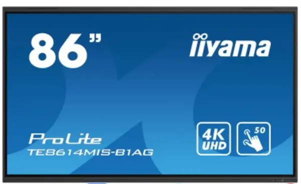 Image of iiyama TE8604MIS-B2AG interactive whiteboard 2.18 m (86") 3840 x 2160 pixels Touch Screen Black HDMI