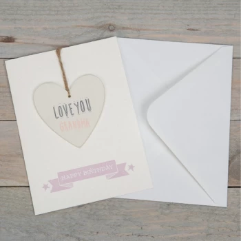 Image of Greeting Card with Heart Plaque - Grandma