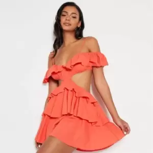 Image of I Saw It First Linen Ruffle Detail Sleeveless Playsuit - Pink