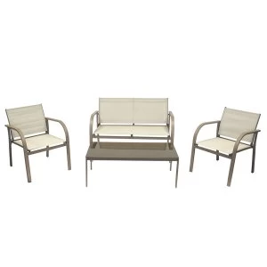 Image of Charles Bentley Modern Mesh Outdoor Lounge Set - Cream