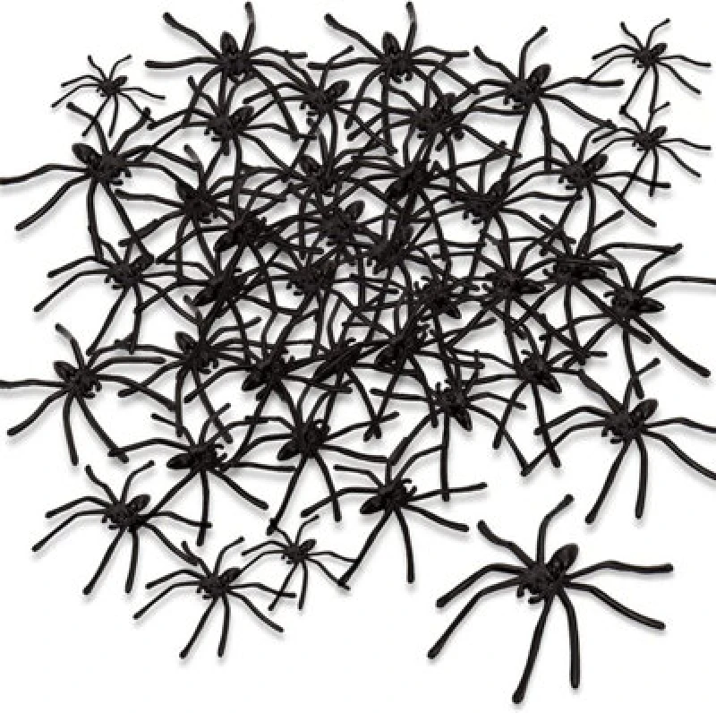 Image of Shatchi 24 Black Plastic Halloween Spiders - Spooky & Scary, 5cm Each, Durable Material Black unisex