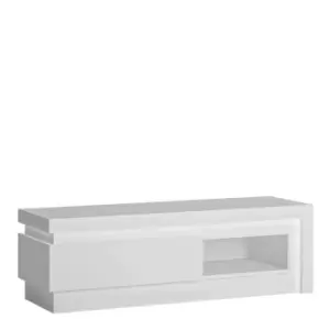Image of Lyon 1 Drawer TV Cabinet With Open Shelf In White And High Gloss