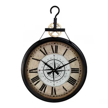 Image of Hometime Metal Wall Clock Roman Dial - Black 65cm
