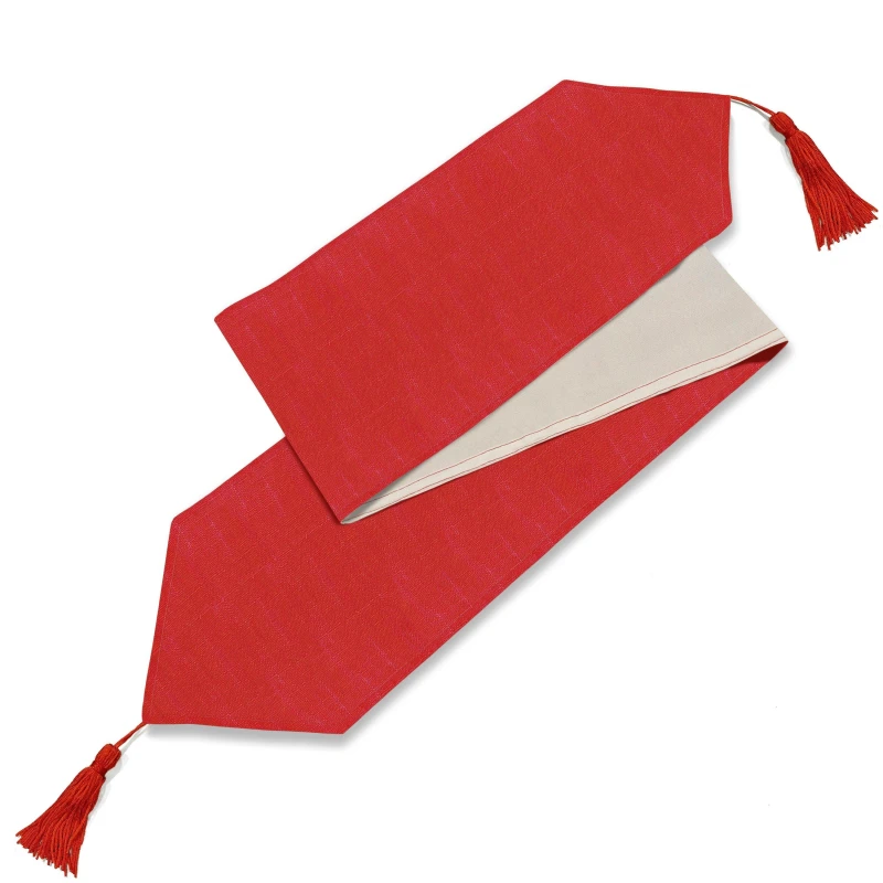 Image of Alan Symonds Durable Easy-Care Fade-Resistant Linen-Look Table Red unisex 33x180cm