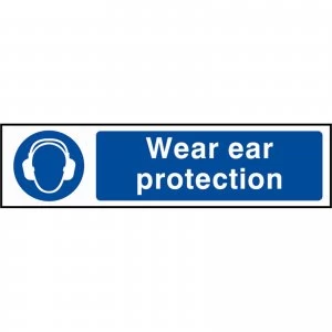 Image of Scan Wear Ear Protection Sign 200mm 50mm Standard