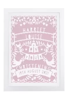 Image of Personalised Pink Papercut Style A4 White Framed Print