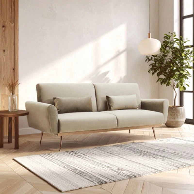 Image of Orsina Hatton Mink Velvet Sofa Bed