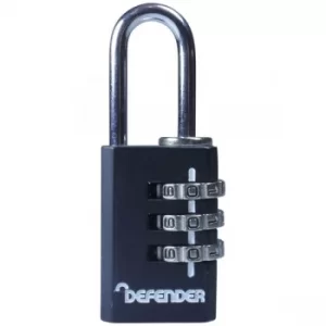 Image of Defender DFCOMBI20 Black Die-Cast Combination Padlock 20mm