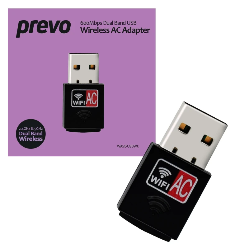 Image of PREVO USBW5 600Mbps AC600 Dual Band USB Wireless AC Network Adapter