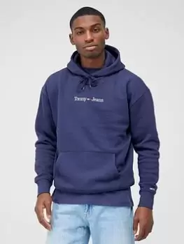 Image of Tommy Jeans Tjm Reg Linear Overhead Hoodie - Twilight Navy, Twilight Navy, Size S, Men