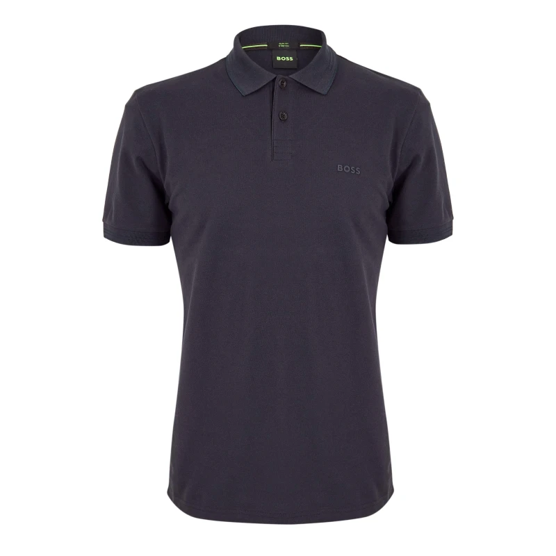 Image of Boss Mens HBG Paul Polo Contrast Striped Trim Shirt Short Sleeve Polos M Blue 54489420390