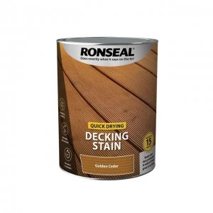 Image of Ronseal Quick Drying Decking Stain Golden Cedar 5 litre