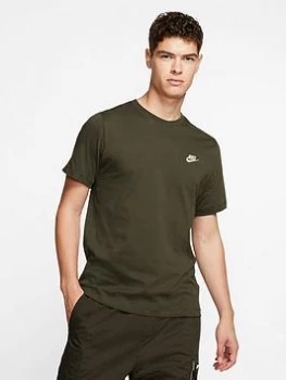 Image of Nike Club T-Shirt - Green/White, Green/White Size M Men