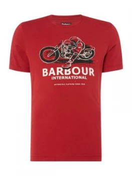 Image of Mens Barbour Bike Drawn Print T Shirt Red