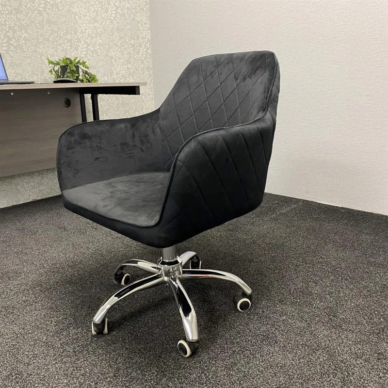 Image of KOSY KOALA Office Chair Black velvet swivel with arms and wheels leisure home desk computer Black