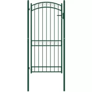 Image of Fence Gate with Arched Top Steel 100x200cm Green Vidaxl Green