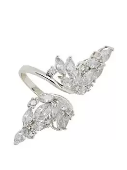 Image of Jon Richard Rhodium Cubic Zirconia Statement Open Ring 16mm, Silver, Size L, Women
