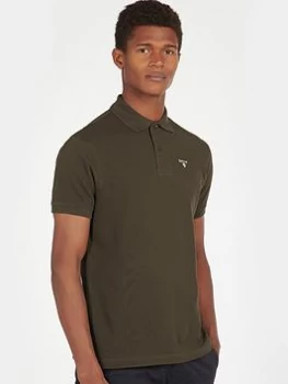 Image of Barbour Sports Polo Shirt - Olive, Dark Olive, Size L, Men