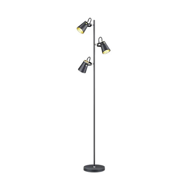 Image of Edward Modern 3 Light Multi Arm Floor Lamp Black Matt with Footswitch