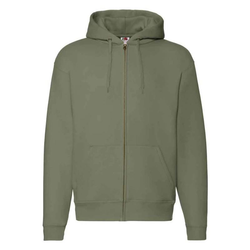Image of Fruit Of The Loom Fruit of the Loom Men Premium Full Zip Hoodie in Olive Size: large Olive L Male 5063527304629